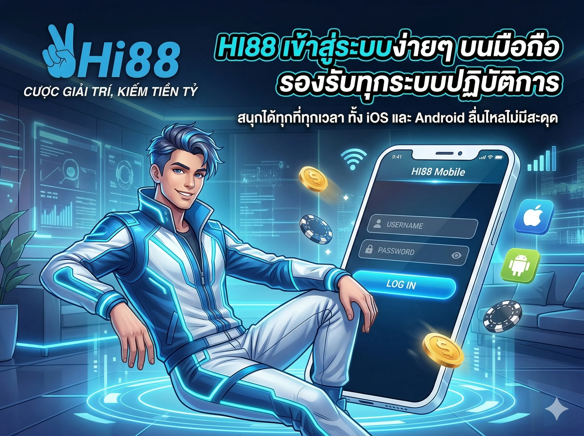 HI88 เข้าสู่ระบบผ่านมือถือ รองรับ iOS และ Android เล่นง่ายทุกที่