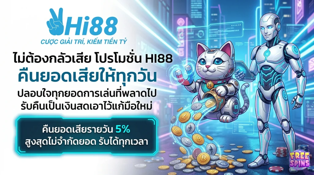 โปรโมชั่น HI88 คืนยอดเสีย 5% ทุกวัน ถอนออกเป็นเงินสดได้เลย