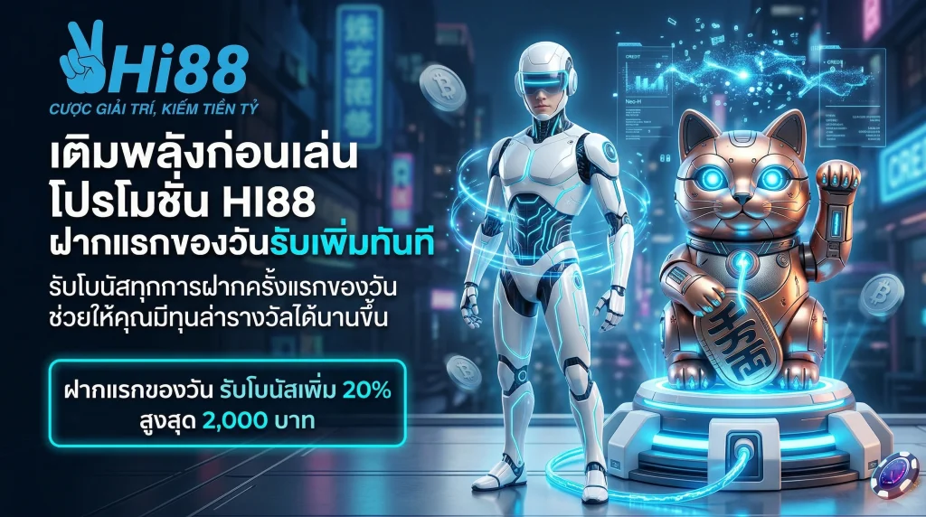 โปรโมชั่น HI88 ฝากเงินครั้งแรกของวัน รับโบนัสเพิ่ม 20%