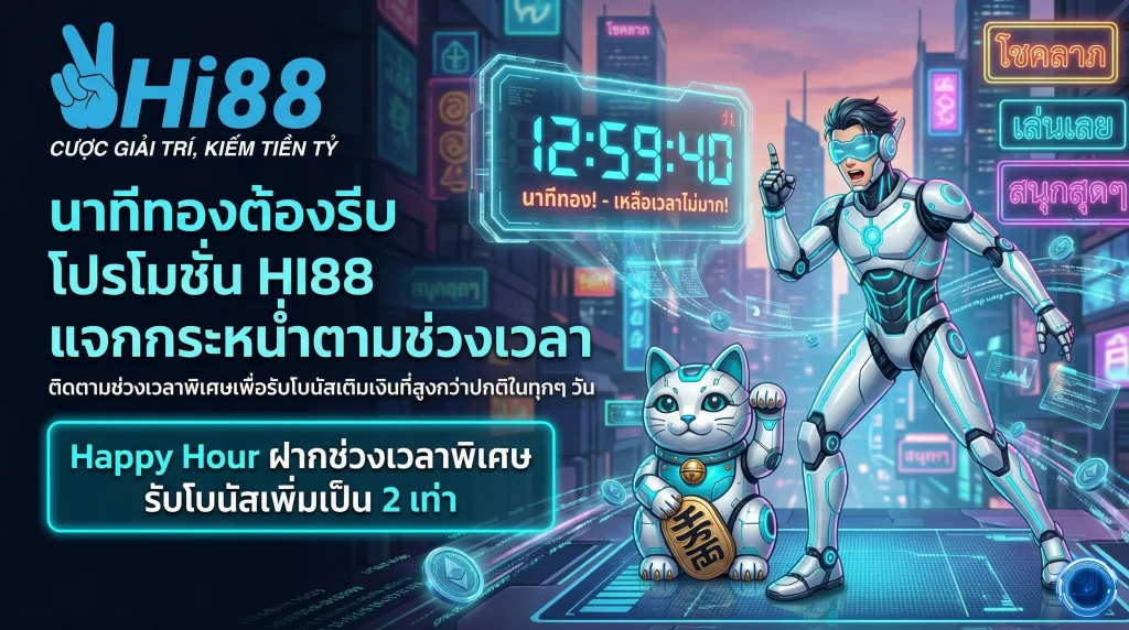 โปรโมชั่น HI88 นาทีทองแจกโบนัส 2 เท่า ตามช่วงเวลาที่กำหนด