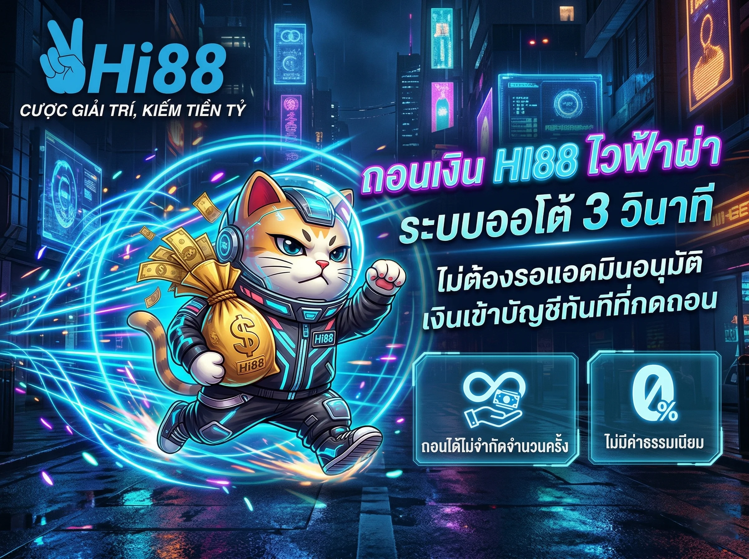 ถอนเงิน HI88 ระบบอัตโนมัติรวดเร็วใน 3 วินาที เงินเข้าไว