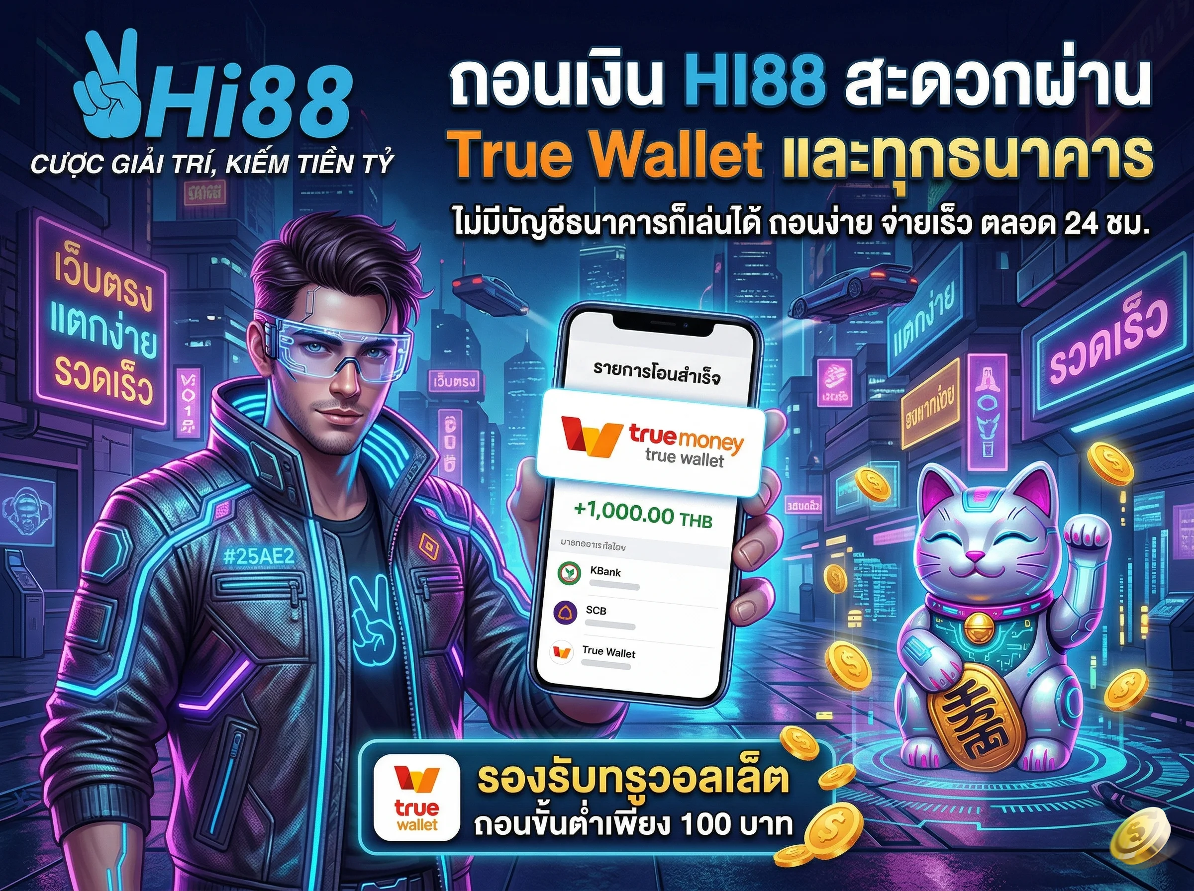 ถอนเงิน HI88 ผ่านทรูวอลเล็ตและธนาคารชั้นนำทั่วประเทศ